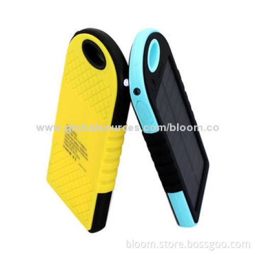 5,000mAh Waterproof Portable Power Stations for iPhone with Solar Panel/50-piece MOQ, 5V DC/1A Input